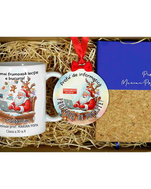 Set cadou personalizat Craciun - profesor Geografie