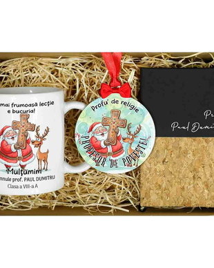 Set cadou personalizat Craciun - Profesor Religie