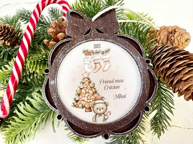Glob Craciun Personalizat Lemn - White Christmas