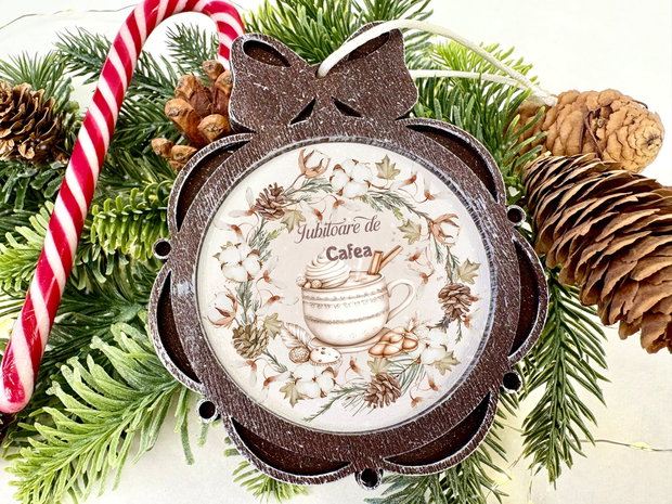 Glob Craciun Personalizat Lemn - White Christmas