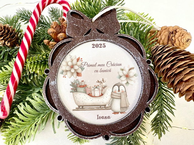 Glob Craciun Personalizat Lemn - White Christmas