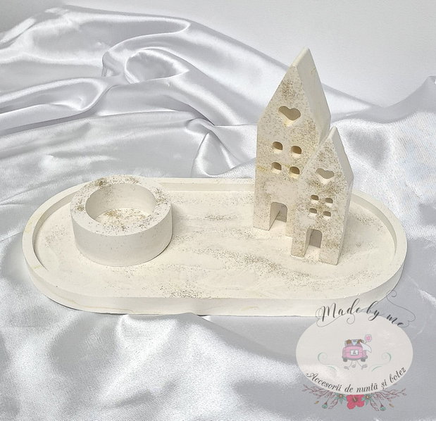 Set decor Craciun cu sclipici auriu