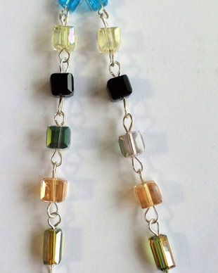 Cercei handmade foarte lungi din sarma si cristale tip swarovski