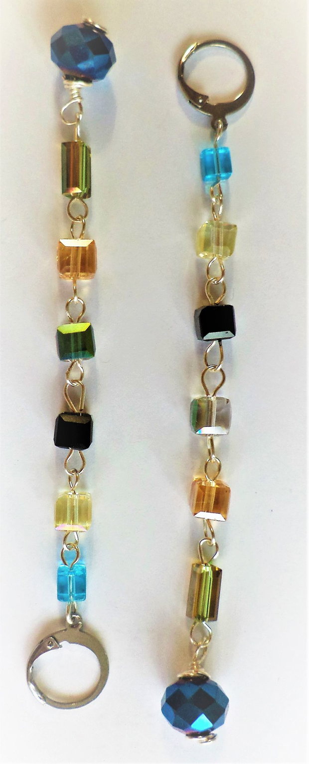 Cercei handmade foarte lungi din sarma si cristale tip swarovski