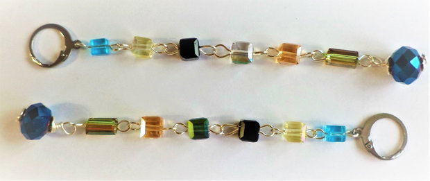 Cercei handmade foarte lungi din sarma si cristale tip swarovski