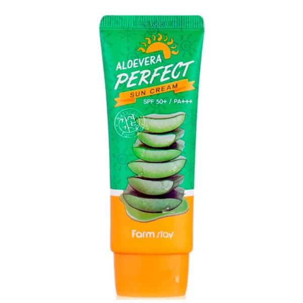 Crema Protectie Solara cu Aloe Vera SPF50+ - FarmStay Aloe Vera Perfect Sun Cream SPF50+ PA+++, 70 ml