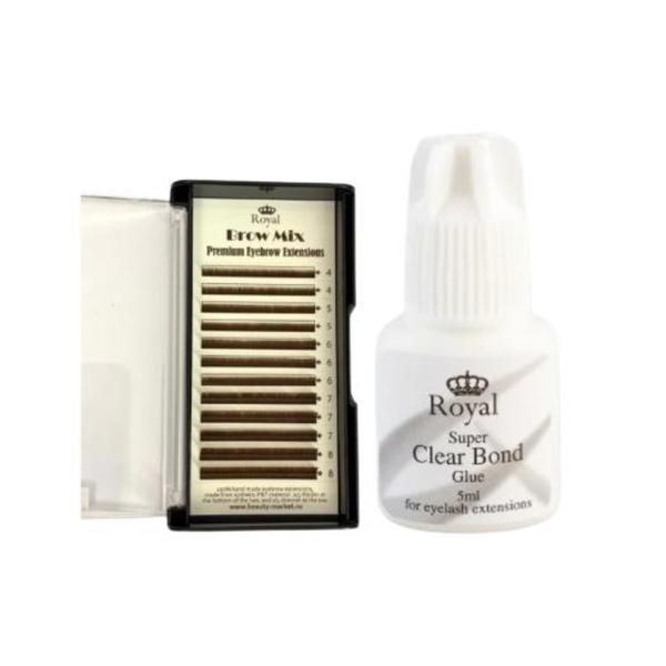Pachet Premium Royal &ndash; Extensii Spr&acirc;ncene Medium Brown+ Adeziv Clear