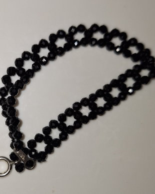 Spinel negru cu încheietoare argint 925  unicat, brățară.