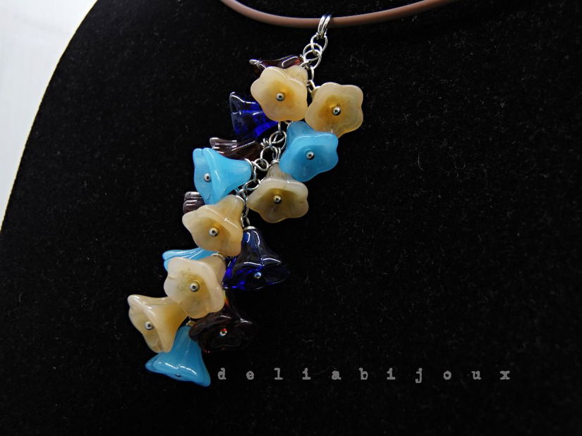 Ciorchine de flori colier la baza gâtului din silicon și margele sticlă (cod1333)