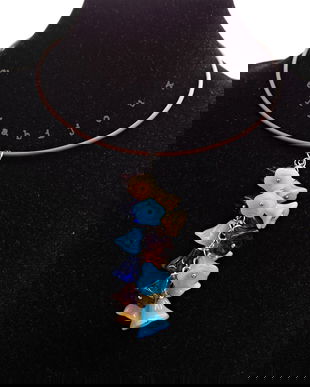 Ciorchine de flori colier la baza gâtului din silicon și margele sticlă (cod1333)