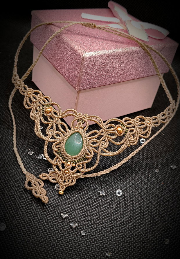 Colier victorian micromacrame cu Aventurin
