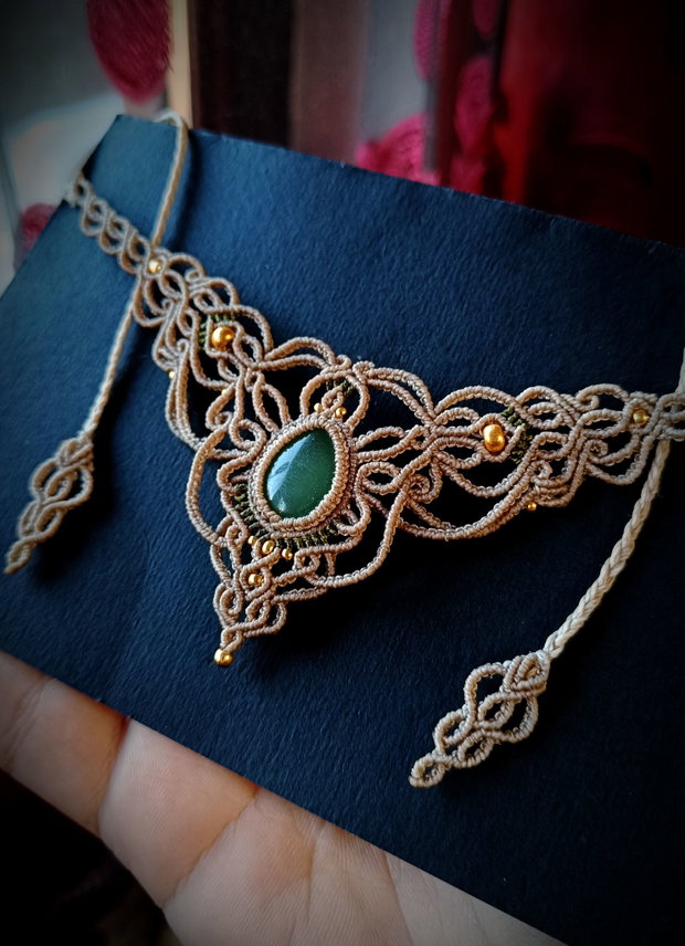 Colier victorian micromacrame cu Aventurin