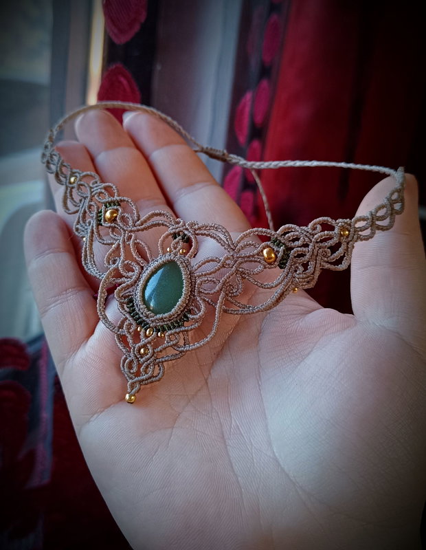 Colier victorian micromacrame cu Aventurin