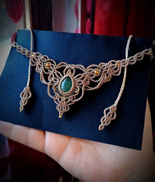 Colier victorian micromacrame cu Aventurin