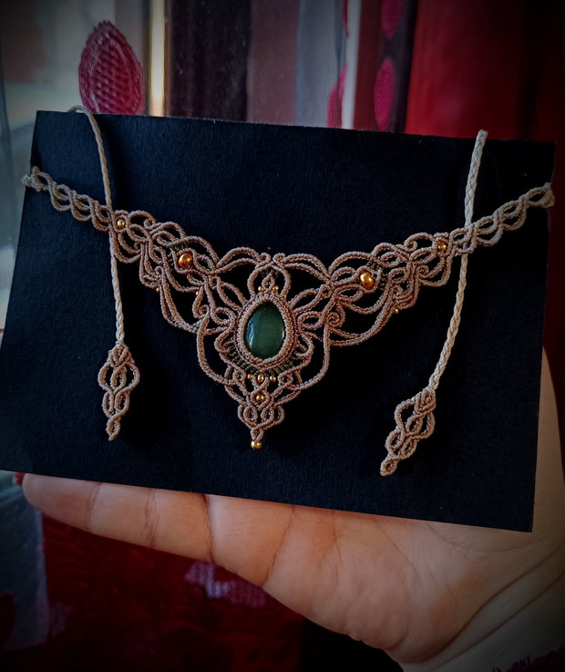 Colier victorian micromacrame cu Aventurin