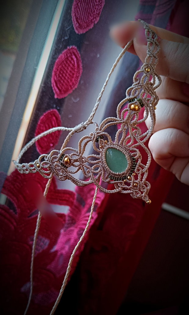 Colier victorian micromacrame cu Aventurin