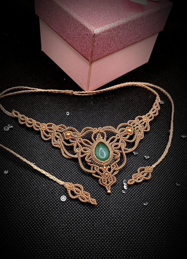 Colier victorian micromacrame cu Aventurin