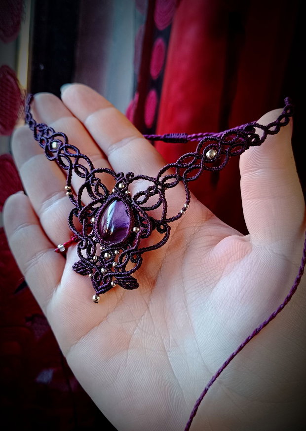 Colier Victorian Fairy Frunze cu Ametist