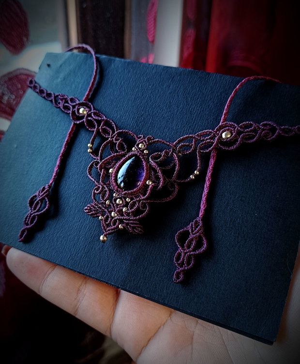 Colier Victorian Fairy Frunze cu Ametist