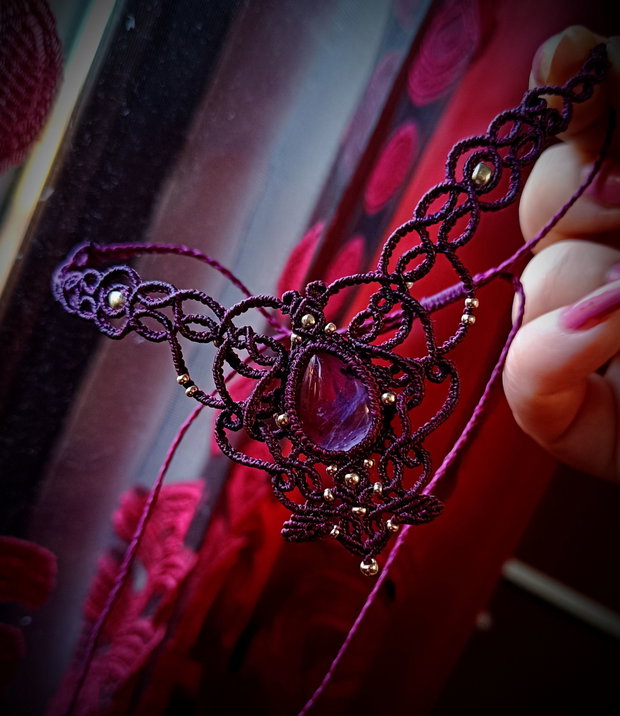 Colier Victorian Fairy Frunze cu Ametist