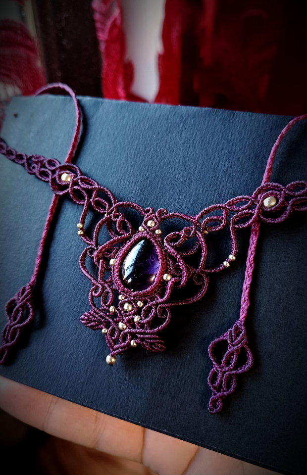 Colier Victorian Fairy Frunze cu Ametist