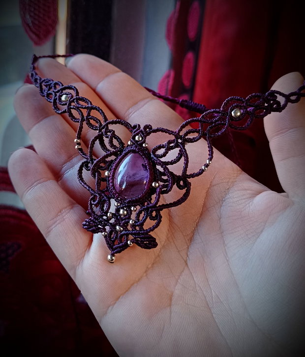 Colier Victorian Fairy Frunze cu Ametist