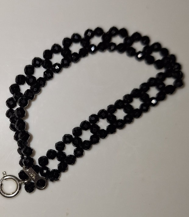 Spinel negru cu încheietoare argint 925 unicat, brățară.