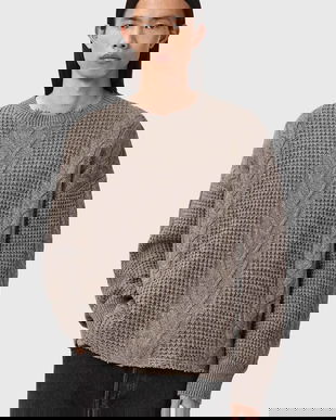 AllSaints pulover din amestec de lână culoarea bej, M031KD