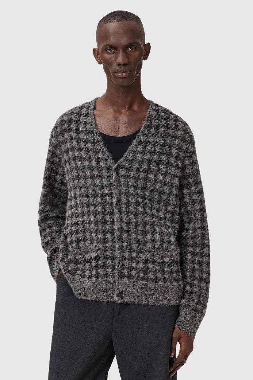AllSaints cardigan din amestec de lână culoarea gri, M036KD