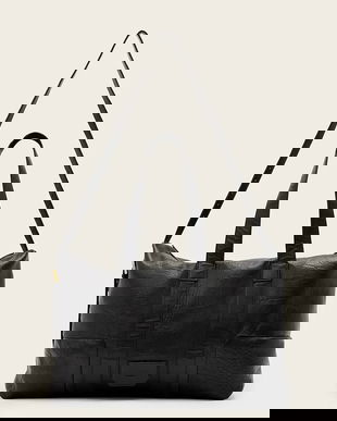 AllSaints poșetă de piele culoarea negru, W512XD