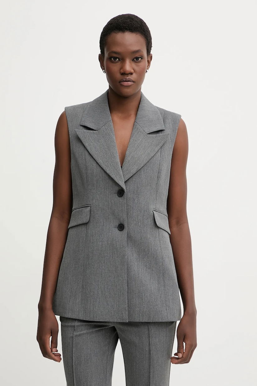 AllSaints vestă ASTRA culoarea gri, un singur rând de nasturi, W043QD