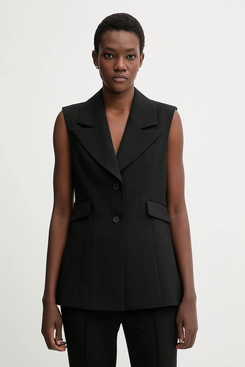 AllSaints vestă ASTRA culoarea negru, un singur rând de nasturi, W043QD