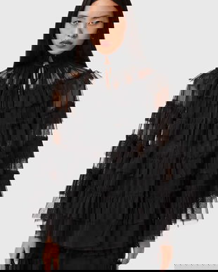 AllSaints bluză culoarea negru, uni, W018PD