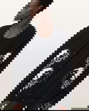 AllSaints cardigan cu alpaca REFLECTION culoarea negru, M011KD