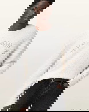 AllSaints pulover din amestec de lână de alpaca CURV culoarea alb, light, M020KD