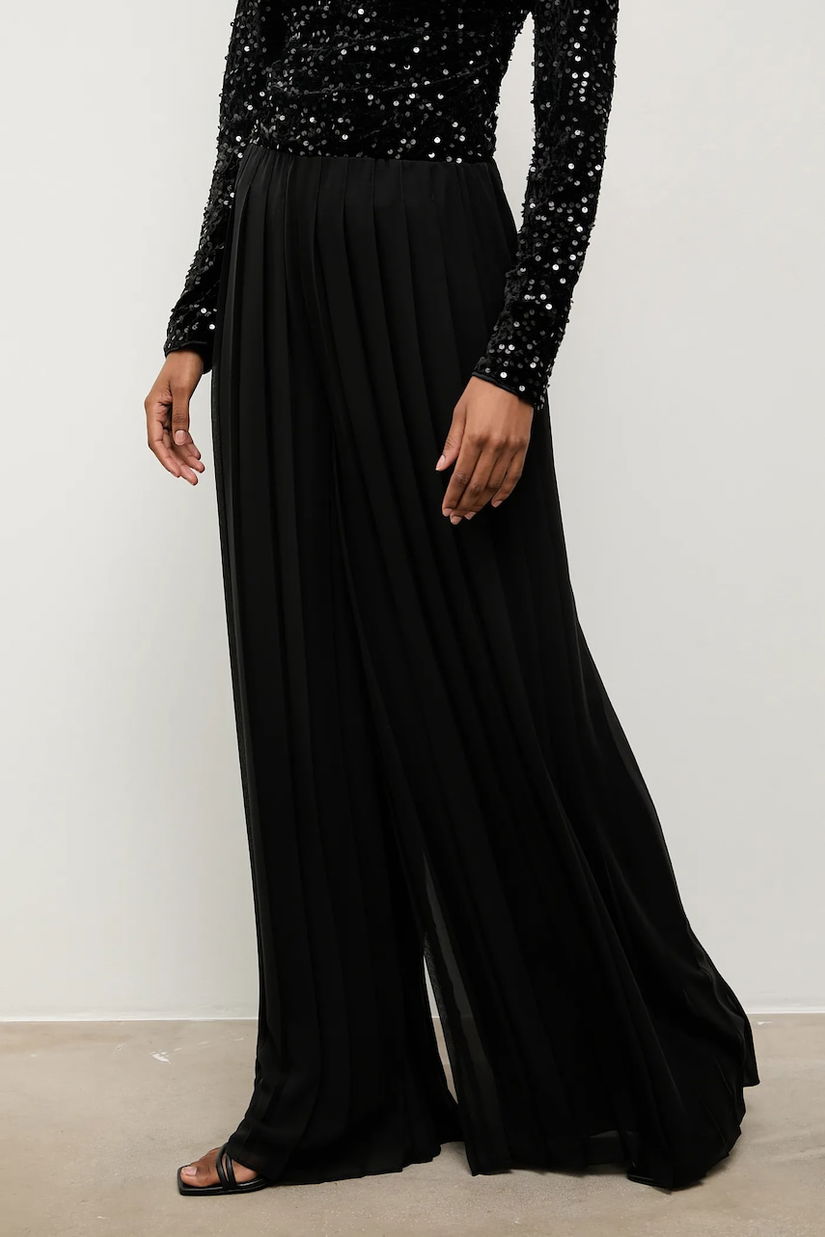 Answear.LAB pantaloni culoarea negru, lat, high waist