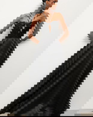 Answear.LAB rochie culoarea negru, maxi, evazati