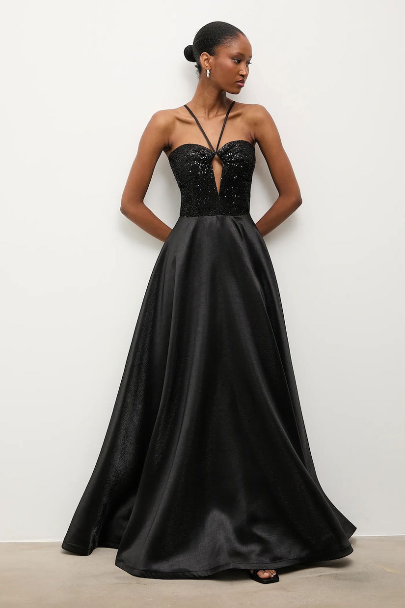 Answear.LAB rochie culoarea negru, maxi, evazati