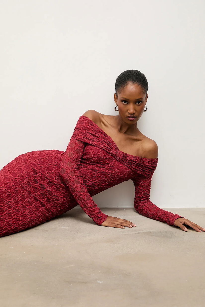 Answear.LAB rochie culoarea rosu, midi, mulata