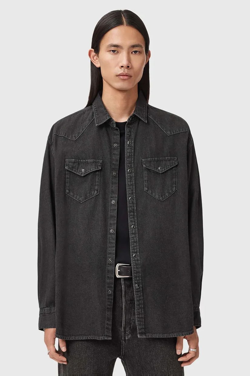 AllSaints cămașă jeans FENTON cu guler clasic, relaxed, M054SD