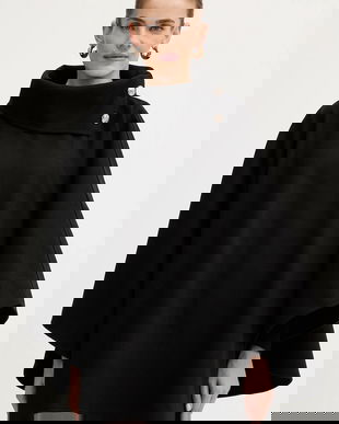 Morgan poncho culoarea negru, călduros, 5LONDON