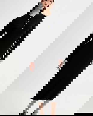 PS Paul Smith rochie cu lână culoarea negru, midi, mulata, W2R-798N-V31406