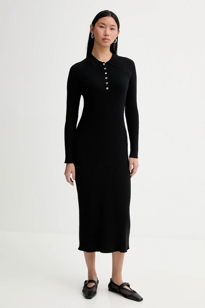 PS Paul Smith rochie cu lână culoarea negru, midi, mulata, W2R-798N-V31406
