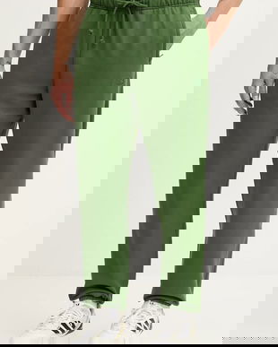 New Balance pantaloni de trening din bumbac culoarea verde, neted, MP41508DAE