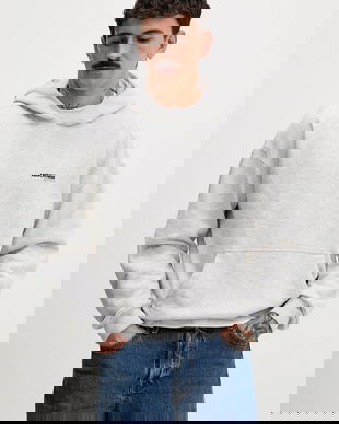 Abercrombie & Fitch bluza culoarea gri, cu glugă, melanj, KI122-5519-112