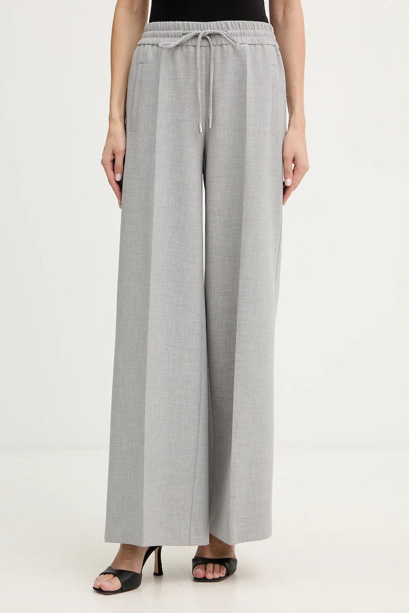 BOSS pantaloni culoarea gri, lat, high waist, 50559362