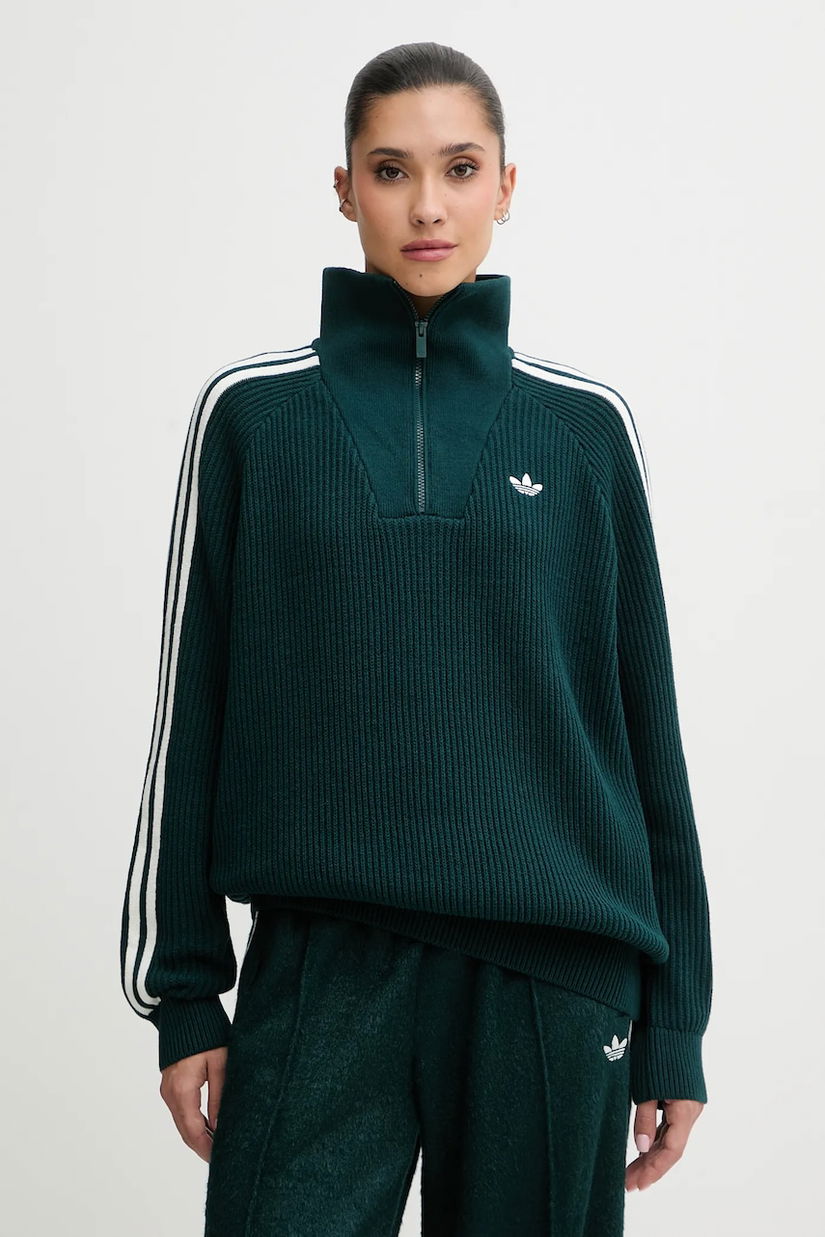adidas Originals bluza Funnel culoarea verde, cu imprimeu, KR7653
