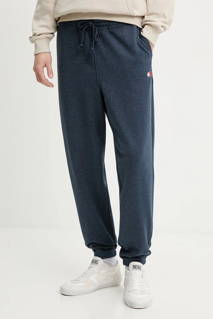 Tommy Jeans pantaloni de trening culoarea albastru marin, melanj, DM0DM22358