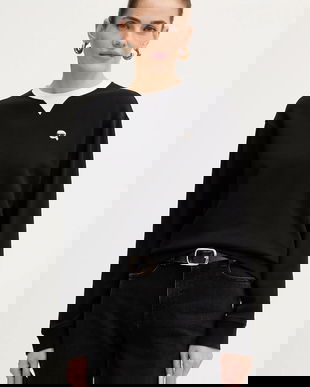 Karl Lagerfeld hanorac de bumbac IKON culoarea negru, cu imprimeu, B1W20027