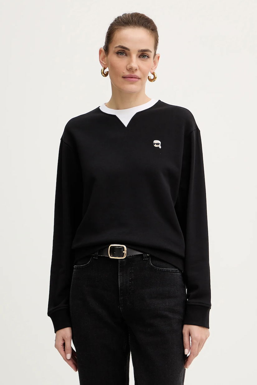 Karl Lagerfeld hanorac de bumbac IKON culoarea negru, cu imprimeu, B1W20027